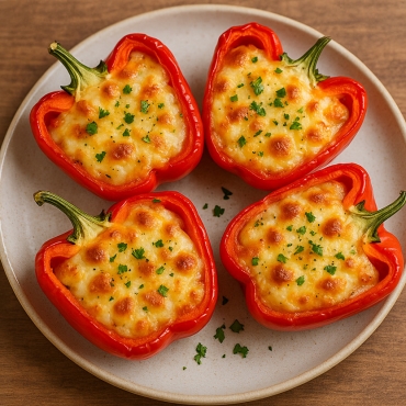 Paprika-Hälften mit Käsefüllung