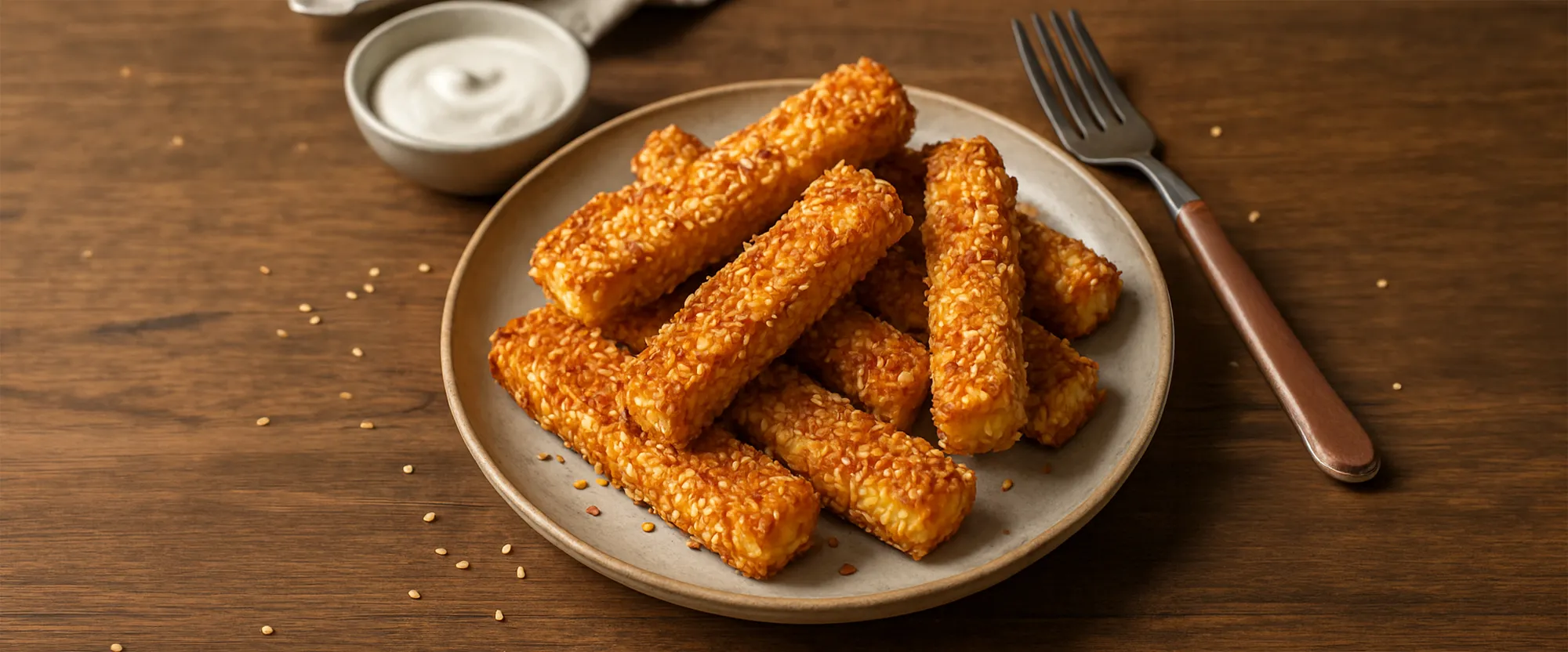Knusprige Halloumi-Sesam-Sticks