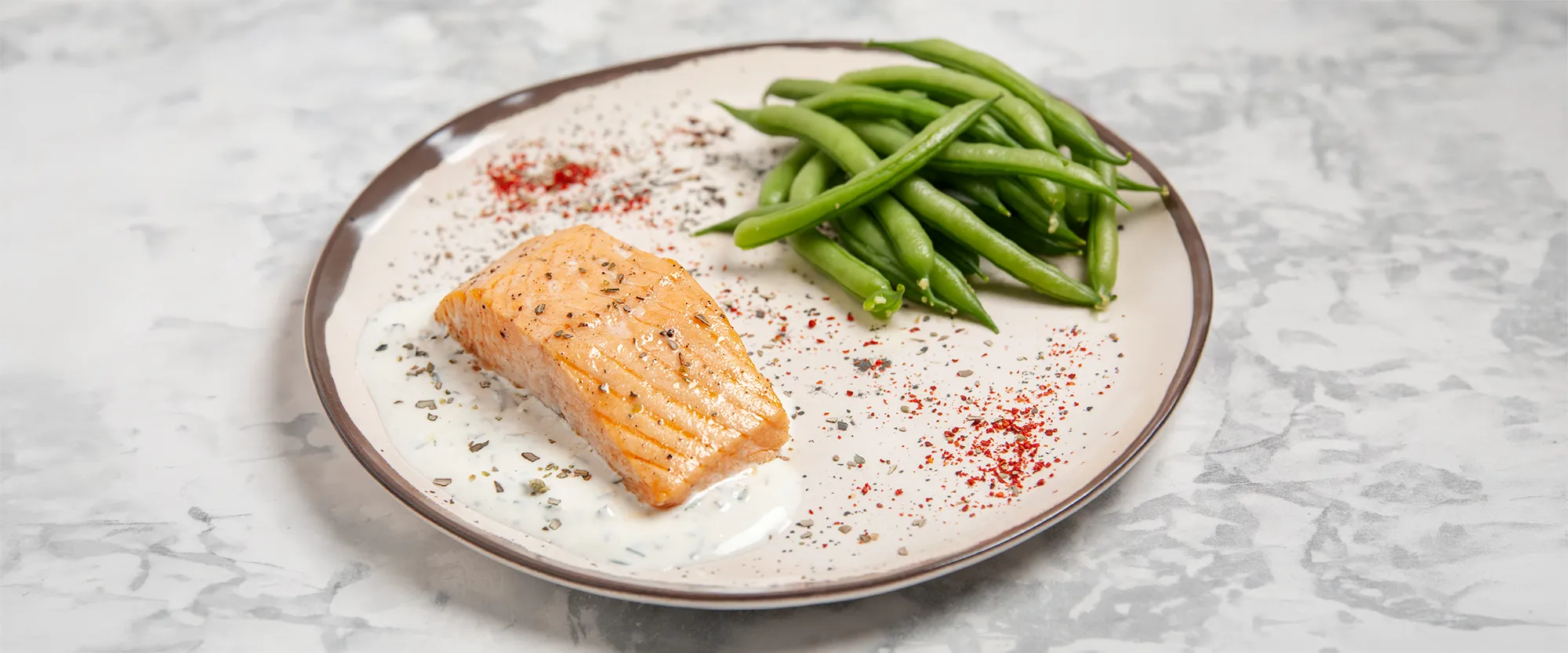 Honig-Senf-Lachs mit grünen Bohnen